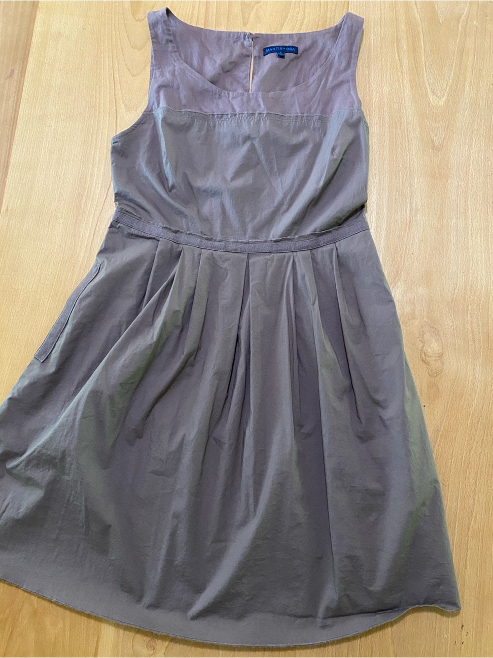 Martin + Osa Sleeveless Pleated Fit-and-Flare Dress Pockets Sleeveless